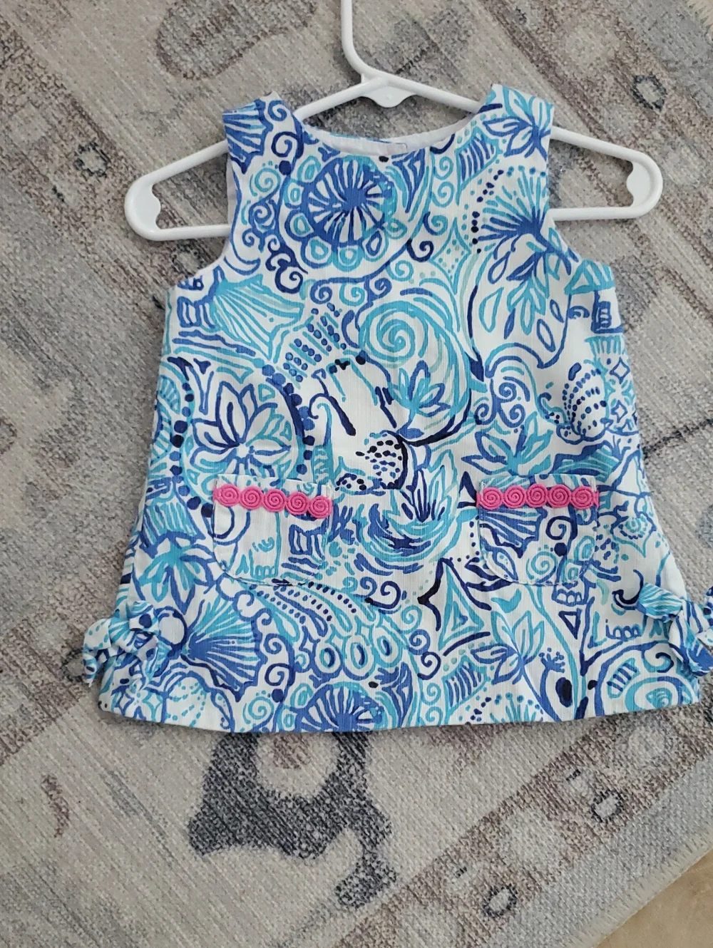 Lilly Pulitzer Baby Girls Blue Coastal Shift Dress Sz6-12m